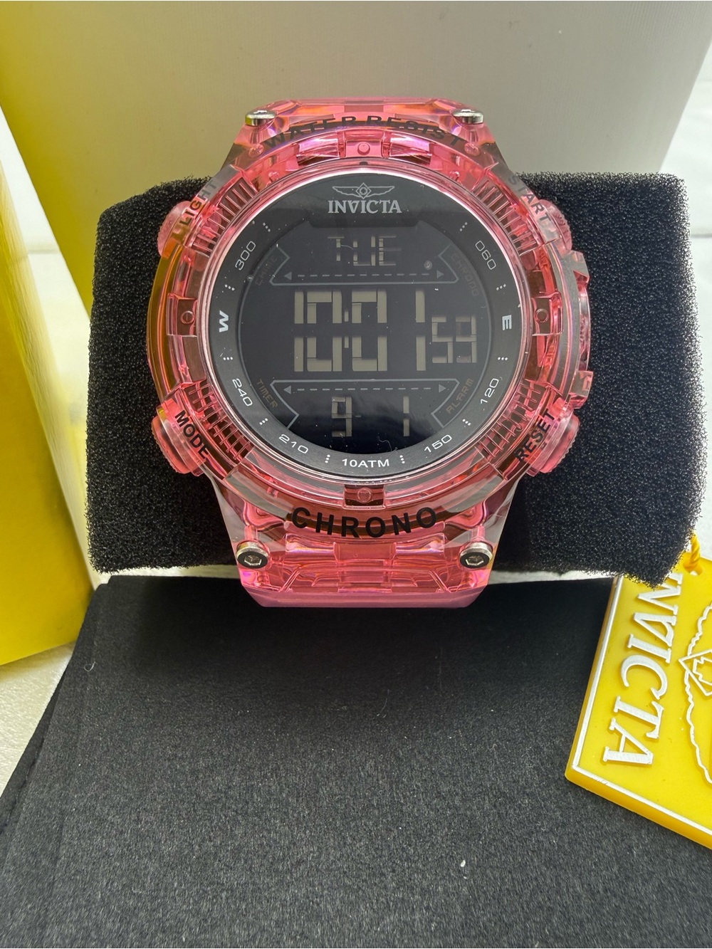 Invicta chrono Digital Pink Transparent Watch – 52mm, 100M water resistant